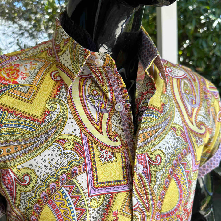 JOHN LENNON Mens Bath Short Sleeve Paisley Shirt in Multi