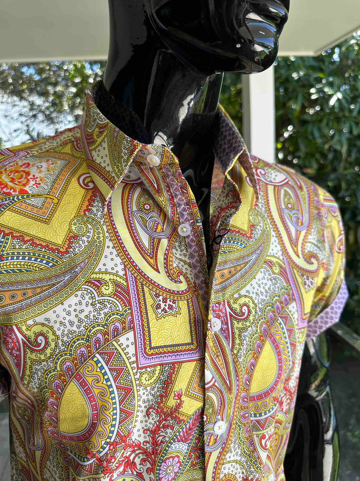 JOHN LENNON Mens Bath Short Sleeve Paisley Shirt in Multi