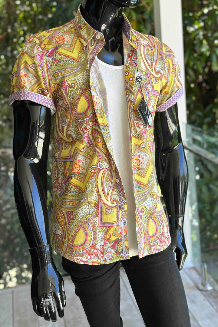 JOHN LENNON Mens Bath Short Sleeve Paisley Shirt in Multi