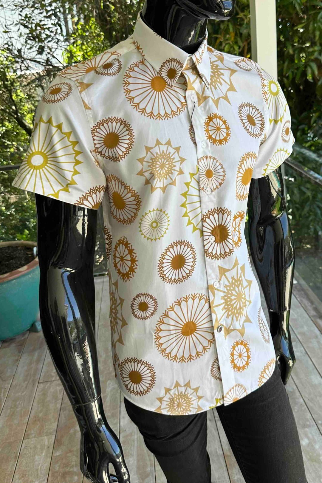 JOHN LENNON Mens Bearwood Short Sleeve Shirt in Ecru