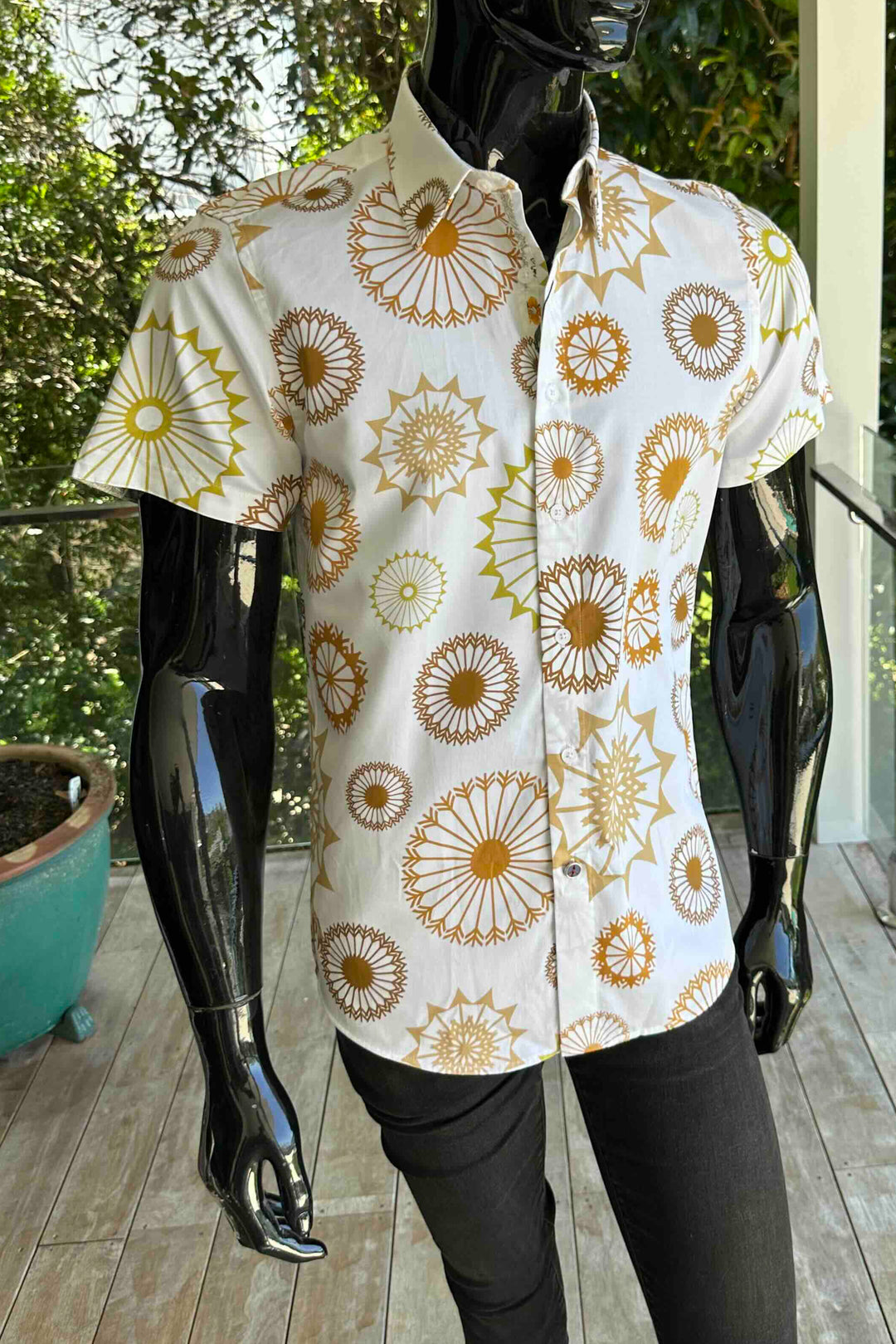 JOHN LENNON Mens Bearwood Short Sleeve Shirt in Ecru