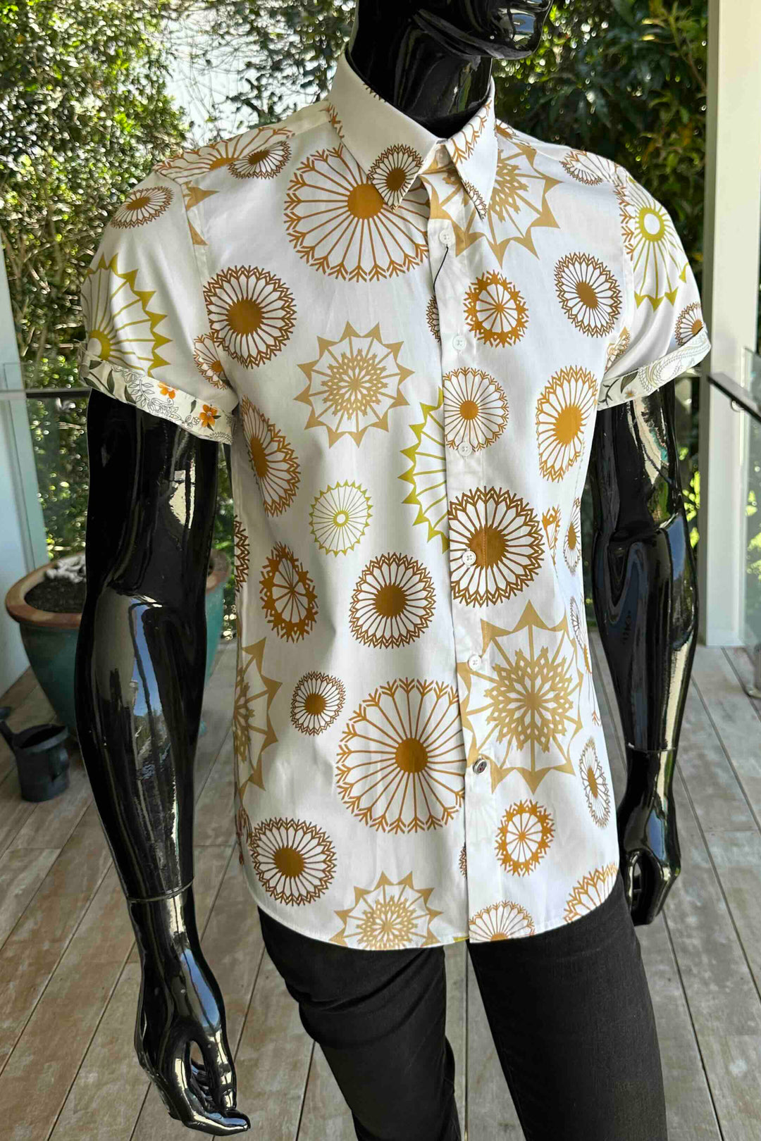 JOHN LENNON Mens Bearwood Short Sleeve Shirt in Ecru