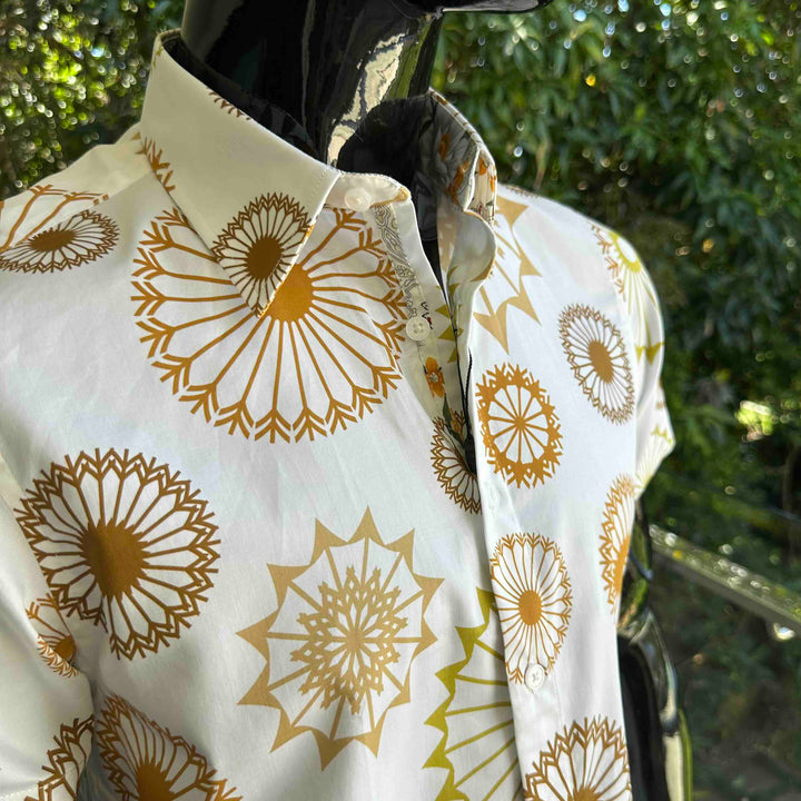 JOHN LENNON Mens Bearwood Short Sleeve Shirt in Ecru