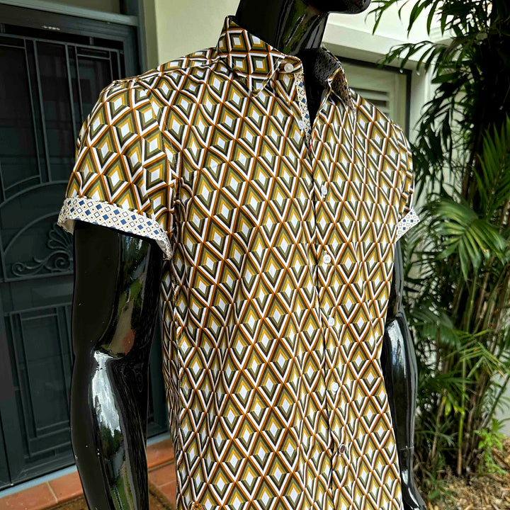 JOHN LENNON Mens Bedworth Short Sleeve Shirt - Mustard, MENS SHIRTS, JOHN LENNON, Elwood 101
