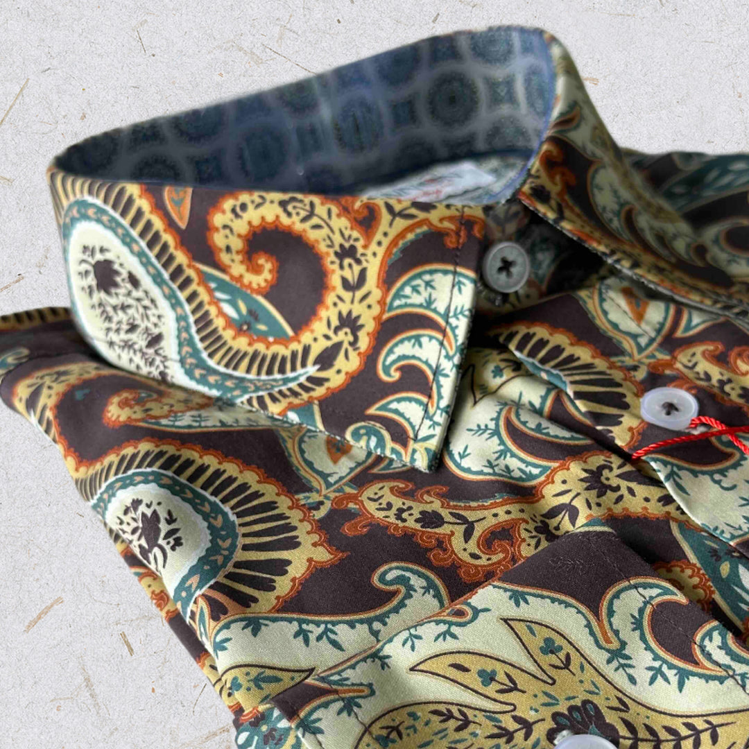 JOHN LENNON Mens Bradbury Long Sleeve Paisley Shirt - Plum, MENS SHIRTS, JOHN LENNON, Elwood 101