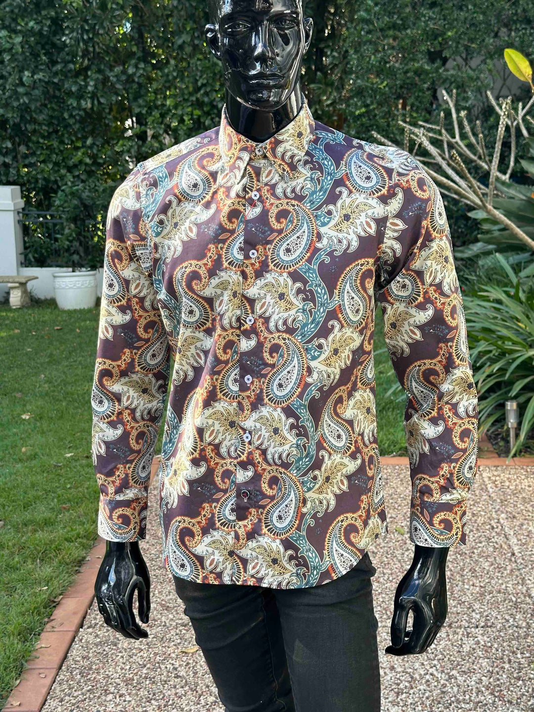 JOHN LENNON Mens Bradbury Long Sleeve Paisley Shirt - Plum, MENS SHIRTS, JOHN LENNON, Elwood 101