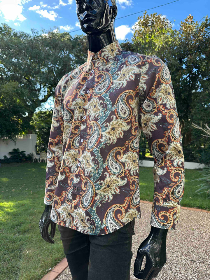 JOHN LENNON Mens Bradbury Long Sleeve Paisley Shirt - Plum, MENS SHIRTS, JOHN LENNON, Elwood 101