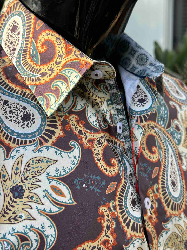 JOHN LENNON Mens Bradbury Long Sleeve Paisley Shirt - Plum, MENS SHIRTS, JOHN LENNON, Elwood 101