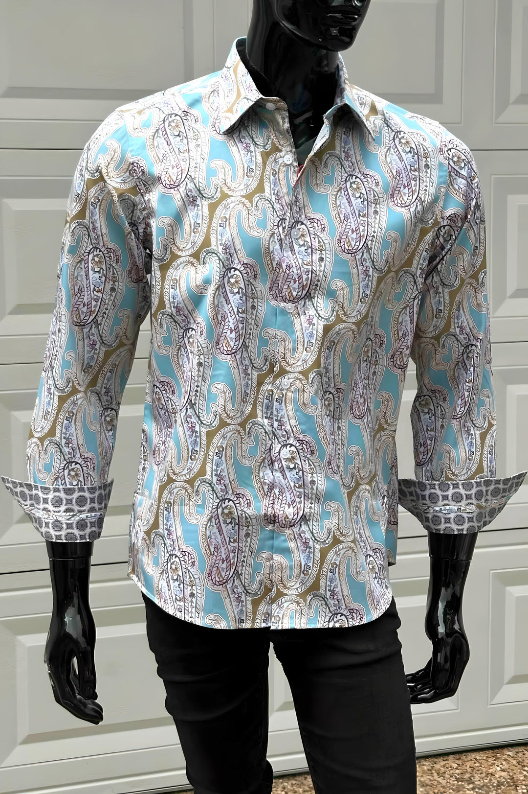 JOHN LENNON Mens Bramhall Long Sleeve Paisley Shirt - Teal, MENS SHIRTS, JOHN LENNON, Elwood 101
