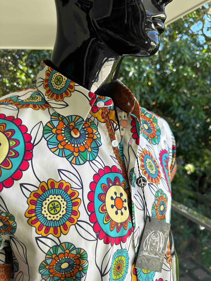JOHN LENNON Mens Brighouse Short Sleeve Shirt in Multi Print