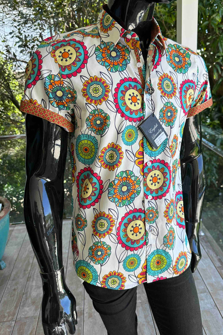JOHN LENNON Mens Brighouse Short Sleeve Shirt in Multi Print