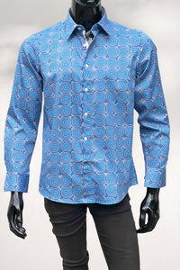 JOHN LENNON Mens Castleton Long Sleeve Shirt - Sapphire