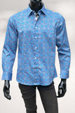 JOHN LENNON Mens Castleton Long Sleeve Shirt - Sapphire