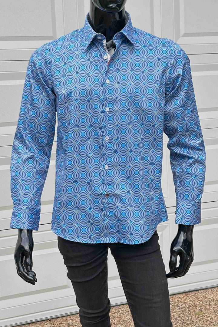 JOHN LENNON Mens Castleton Long Sleeve Shirt - Sapphire, MENS SHIRTS, JOHN LENNON, Elwood 101