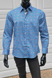 JOHN LENNON Mens Castleton Long Sleeve Shirt - Sapphire