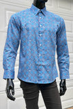 JOHN LENNON Mens Castleton Long Sleeve Shirt - Sapphire