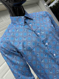 JOHN LENNON Mens Castleton Long Sleeve Shirt - Sapphire