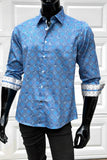 JOHN LENNON Mens Castleton Long Sleeve Shirt - Sapphire