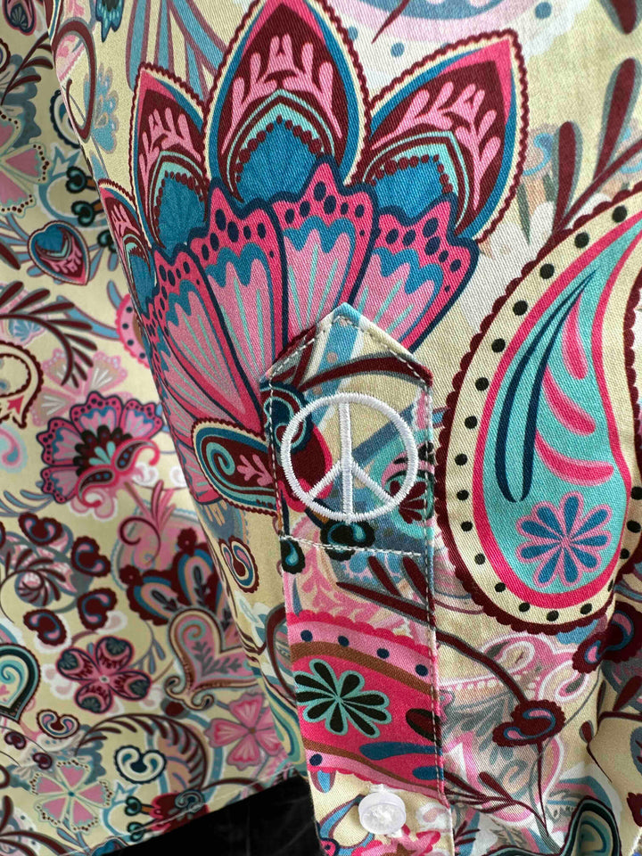 JOHN LENNON Mens Clifton Long Sleeve Shirt - White Floral Paisley, MENS SHIRTS, JOHN LENNON, Elwood 101