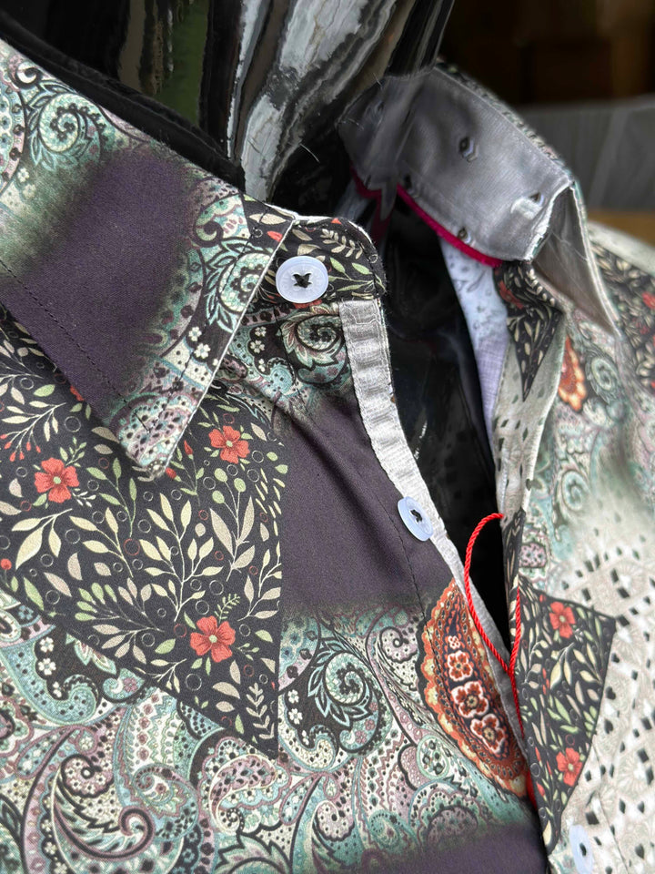 JOHN LENNON Mens Colchester Paisley Long Sleeve Shirt - Black, MENS SHIRTS, JOHN LENNON, Elwood 101
