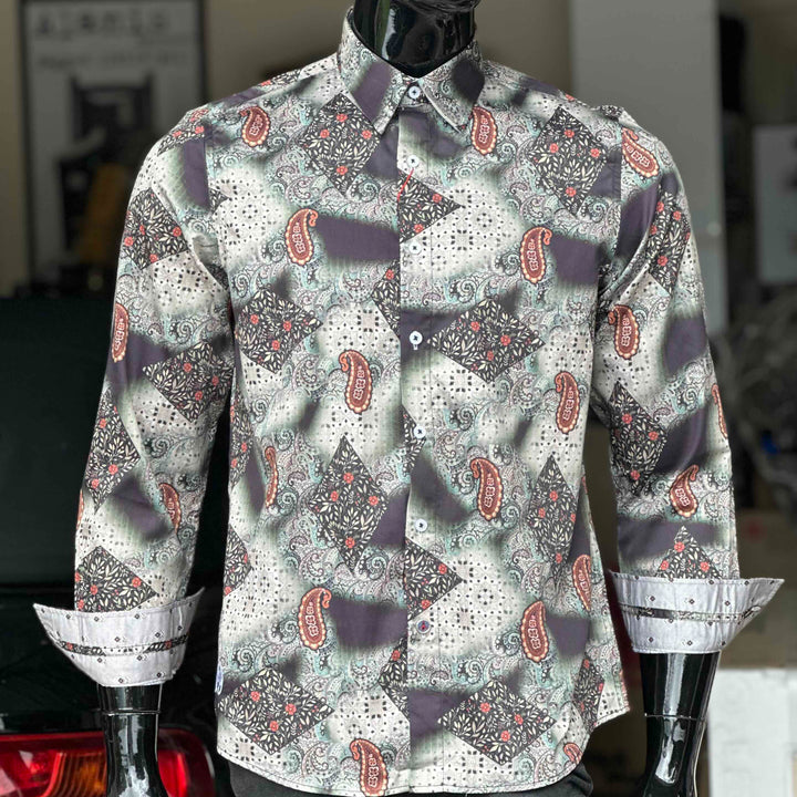 JOHN LENNON Mens Colchester Paisley Long Sleeve Shirt - Black, MENS SHIRTS, JOHN LENNON, Elwood 101
