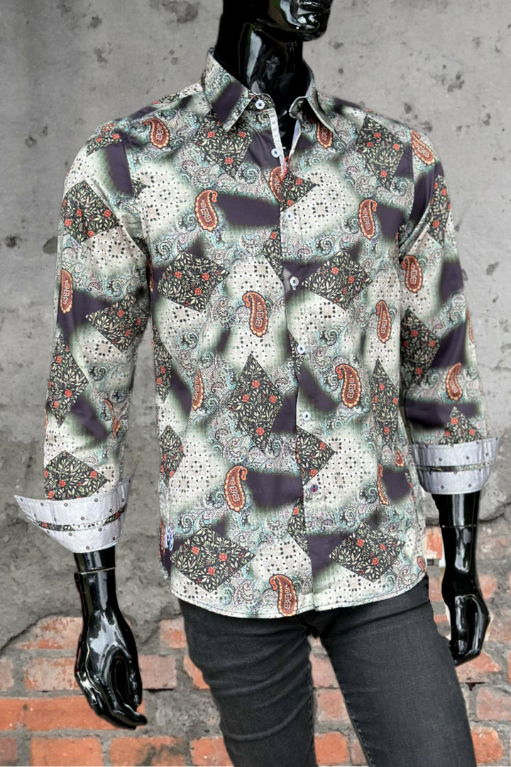 JOHN LENNON Mens Colchester Paisley Long Sleeve Shirt - Black, MENS SHIRTS, JOHN LENNON, Elwood 101