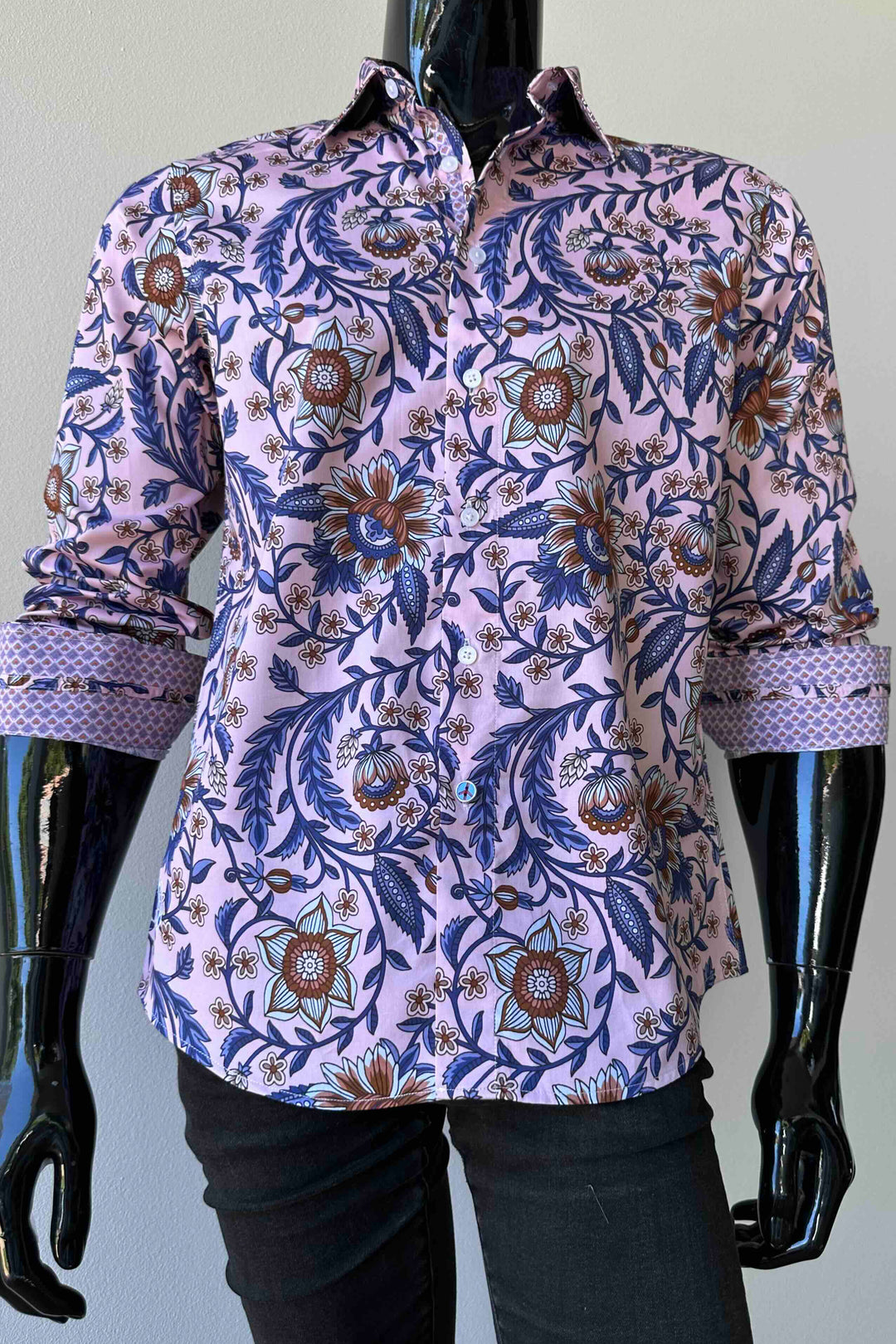 JOHN LENNON Mens Cradley Long Sleeve Paisley Shirt in Pink