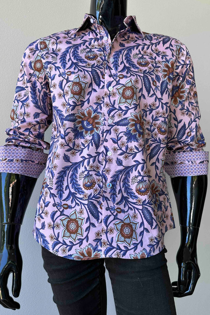 JOHN LENNON Mens Cradley Long Sleeve Paisley Shirt in Pink