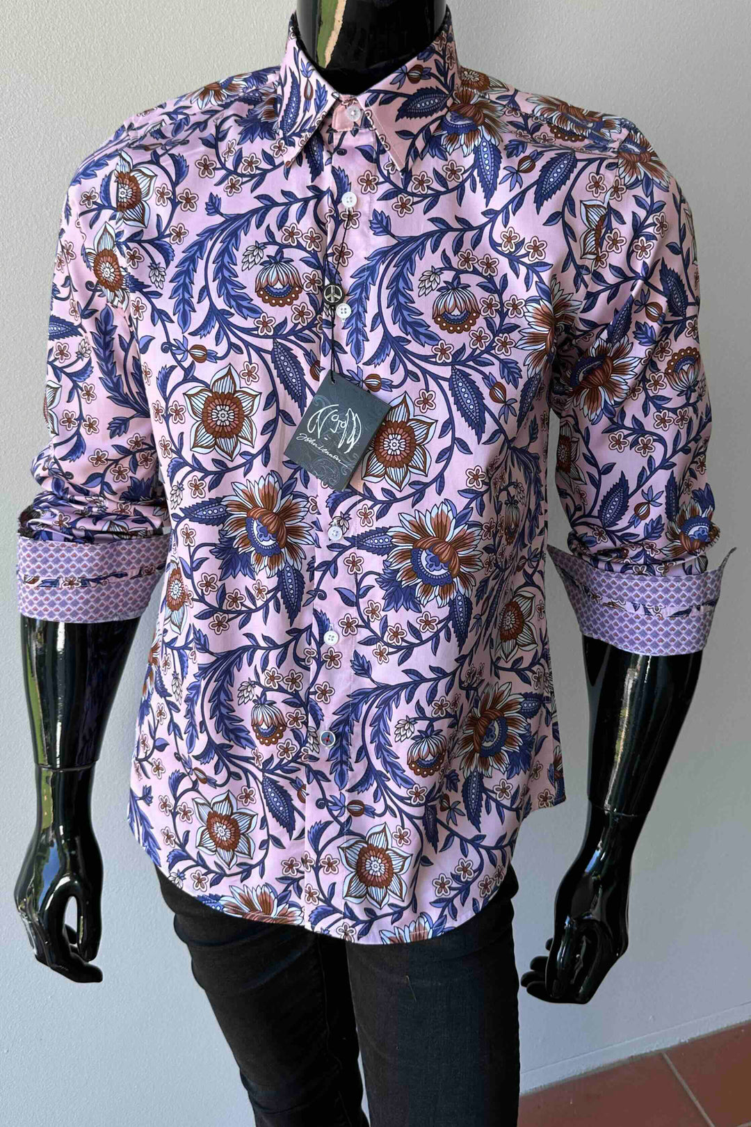 JOHN LENNON Mens Cradley Long Sleeve Paisley Shirt in Pink