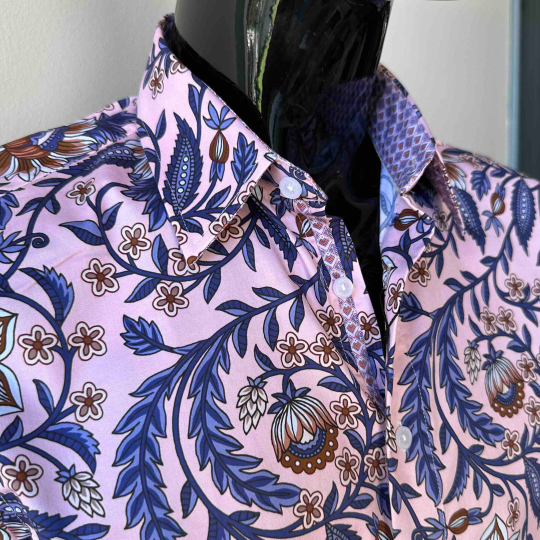 JOHN LENNON Mens Cradley Long Sleeve Paisley Shirt in Pink