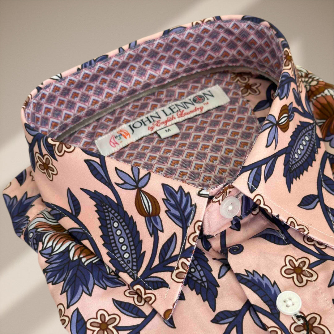 JOHN LENNON Mens Cradley Long Sleeve Paisley Shirt in Pink