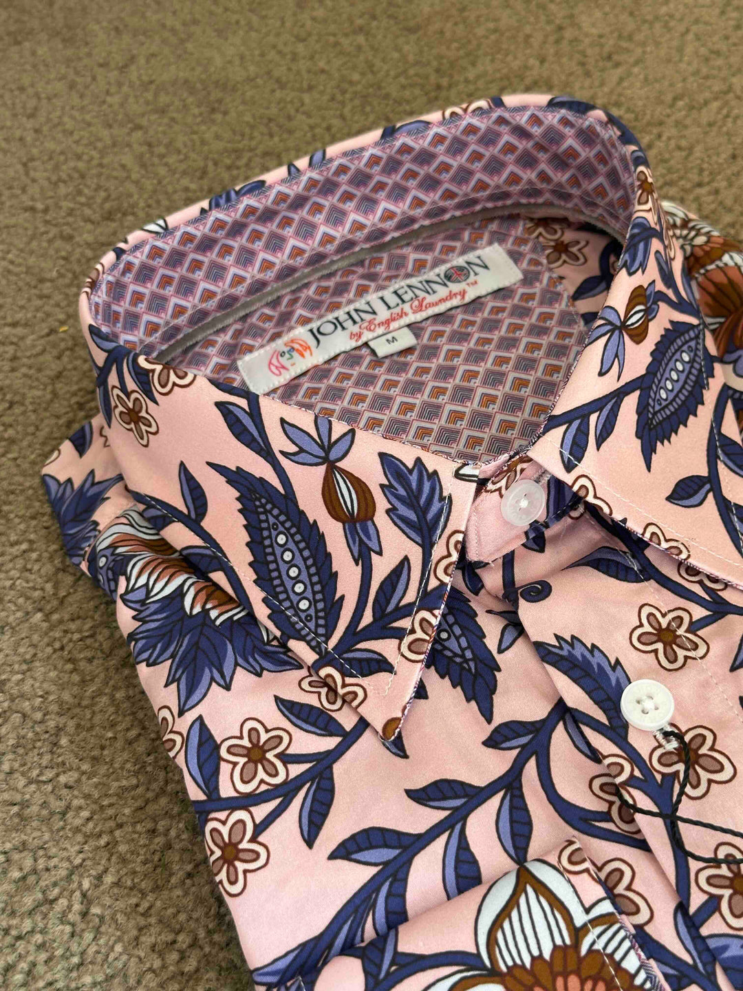 JOHN LENNON Mens Cradley Long Sleeve Paisley Shirt in Pink