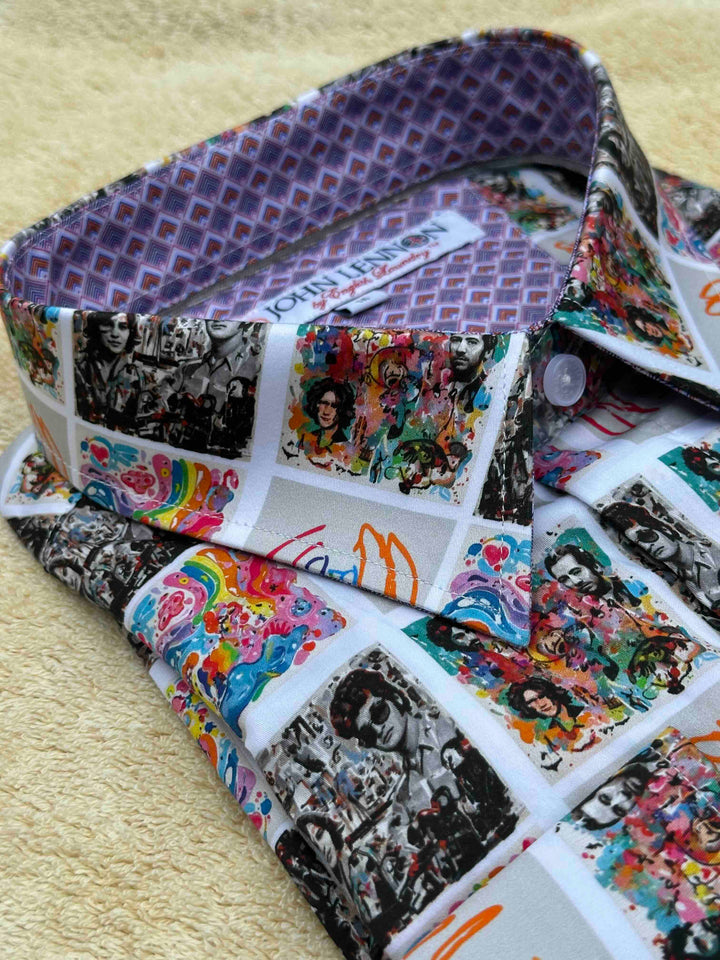 JOHN LENNON Mens Dewsbury Long Sleeve Shirt in Multi Print