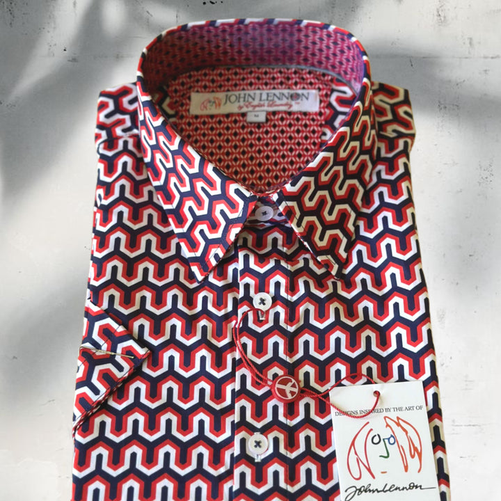 JOHN LENNON Mens Durham Short Sleeve Shirt - Red, MENS SHIRTS, JOHN LENNON, Elwood 101