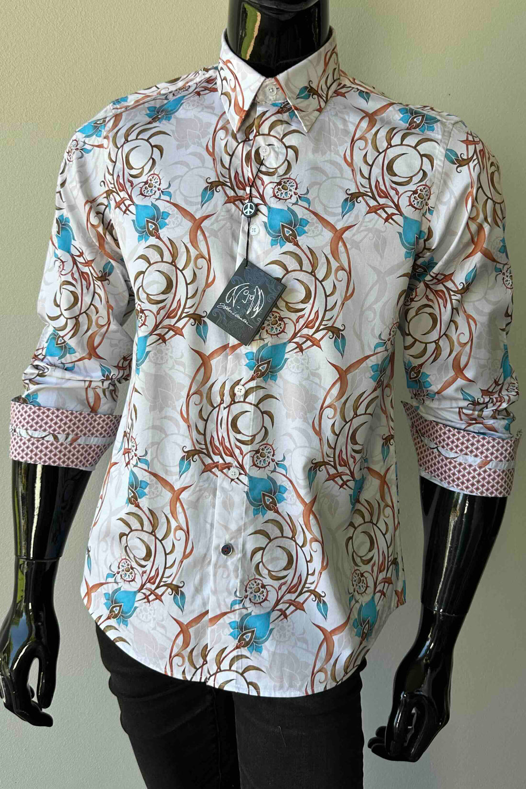 JOHN LENNON Mens Eldon Long Sleeve Shirt in Ecru