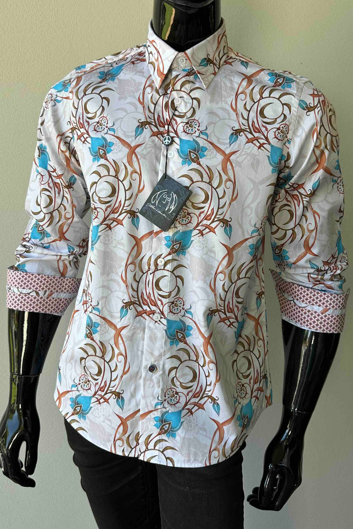 JOHN LENNON Mens Eldon Long Sleeve Shirt in Ecru