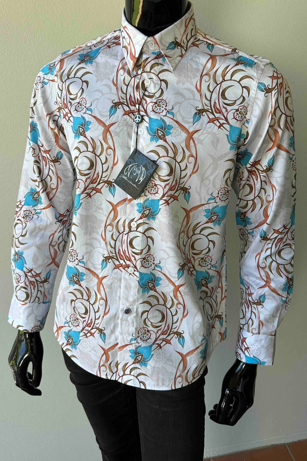 JOHN LENNON Mens Eldon Long Sleeve Shirt in Ecru