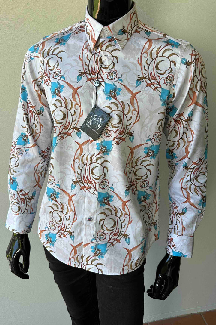 JOHN LENNON Mens Eldon Long Sleeve Shirt in Ecru