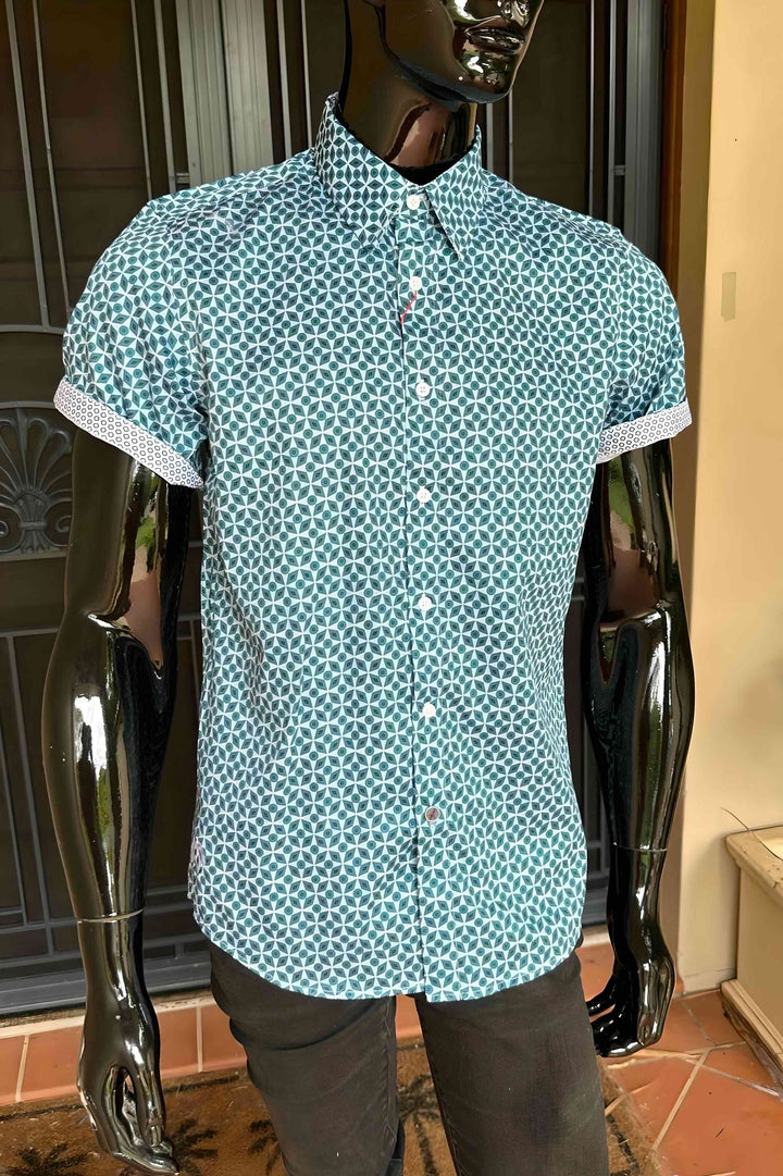 JOHN LENNON Mens Ferriby Short Sleeve Shirt - Emerald, MENS SHIRTS, JOHN LENNON, Elwood 101