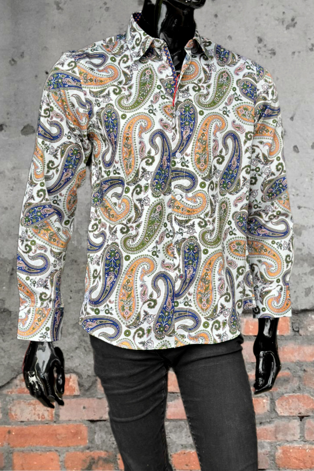 JOHN LENNON Mens Forest Green Paisley Long Sleeve Shirt - Mint, MENS SHIRTS, JOHN LENNON, Elwood 101