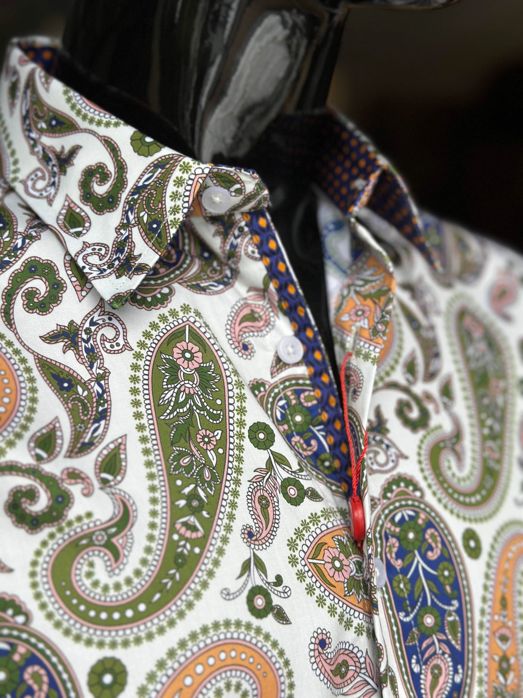 JOHN LENNON Mens Forest Green Paisley Long Sleeve Shirt - Mint, MENS SHIRTS, JOHN LENNON, Elwood 101
