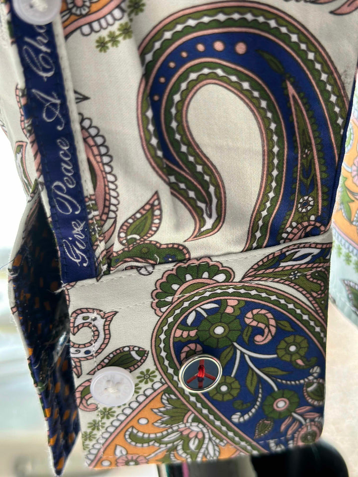 JOHN LENNON Mens Forest Green Paisley Long Sleeve Shirt - Mint, MENS SHIRTS, JOHN LENNON, Elwood 101