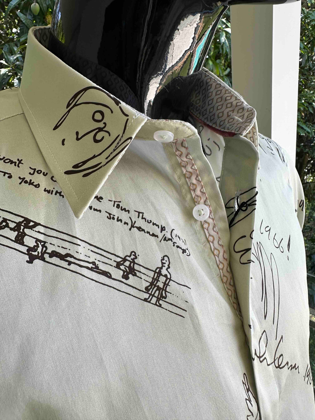 JOHN LENNON Mens Four Lane Short Sleeve Shirt in Khaki