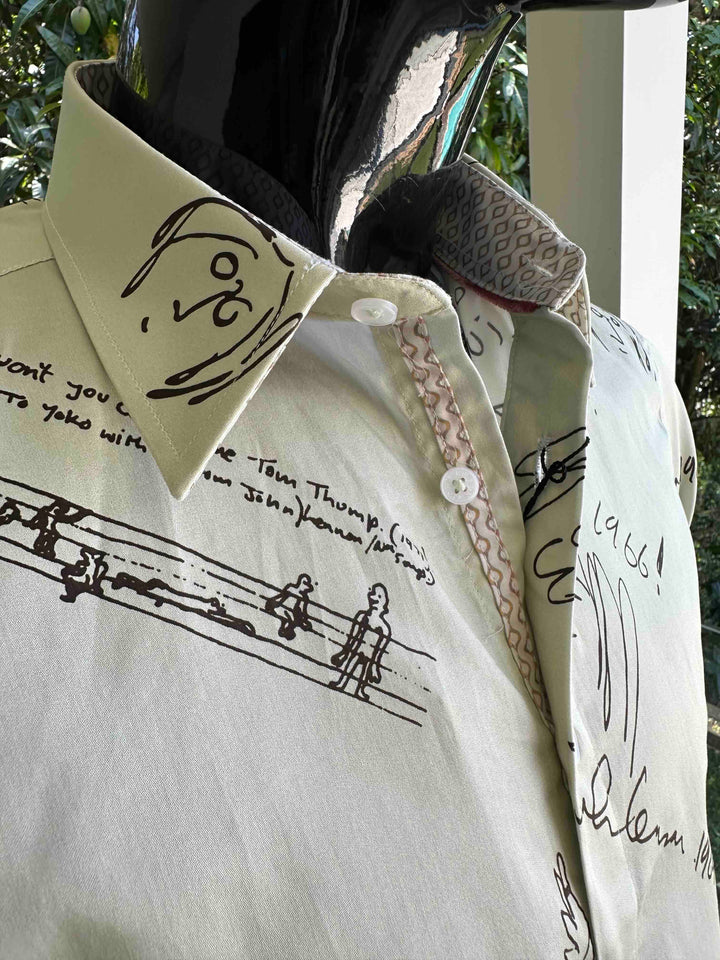 JOHN LENNON Mens Four Lane Short Sleeve Shirt in Khaki