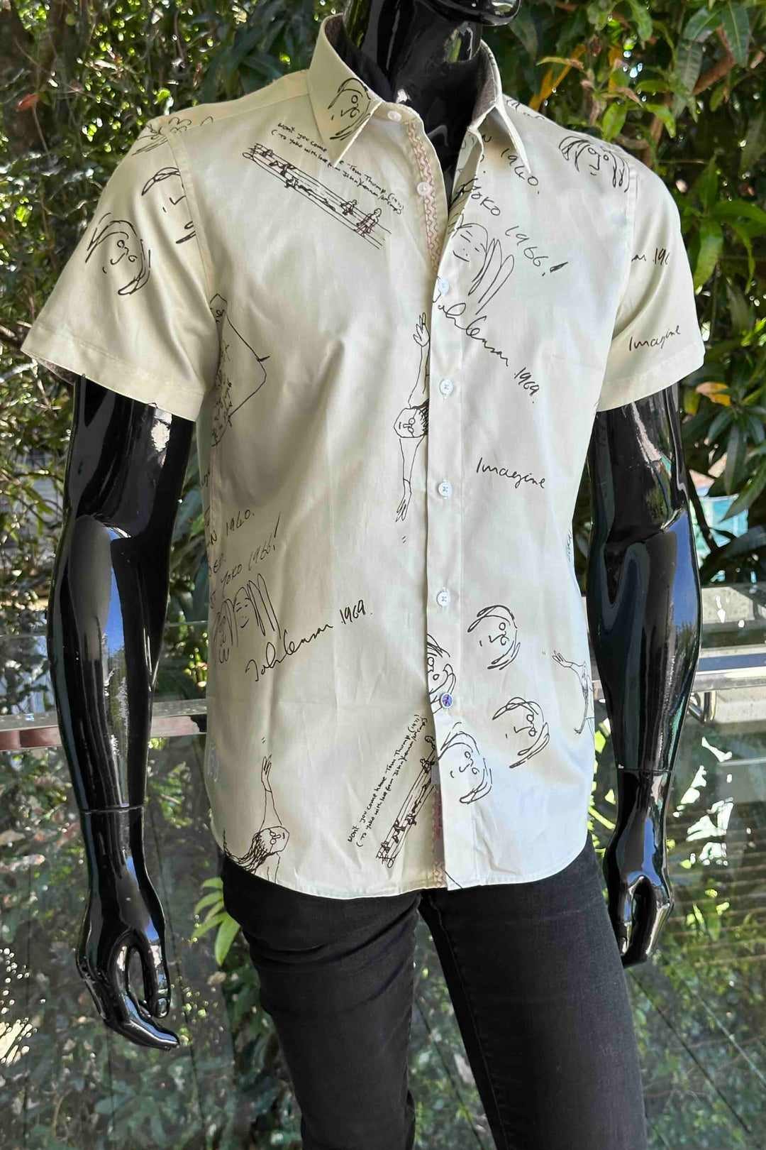 JOHN LENNON Mens Four Lane Short Sleeve Shirt in Khaki