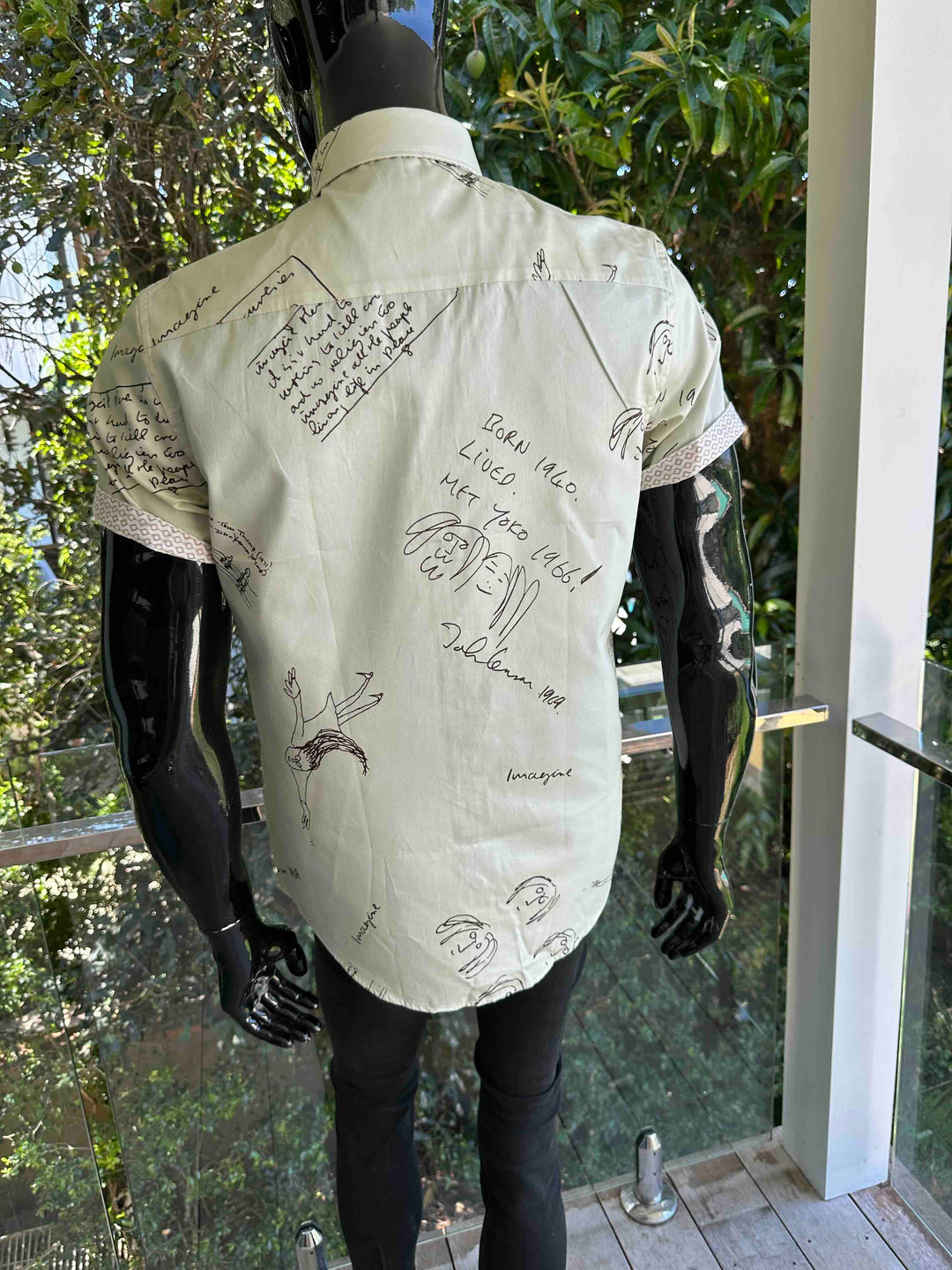 JOHN LENNON Mens Four Lane Short Sleeve Shirt in Khaki