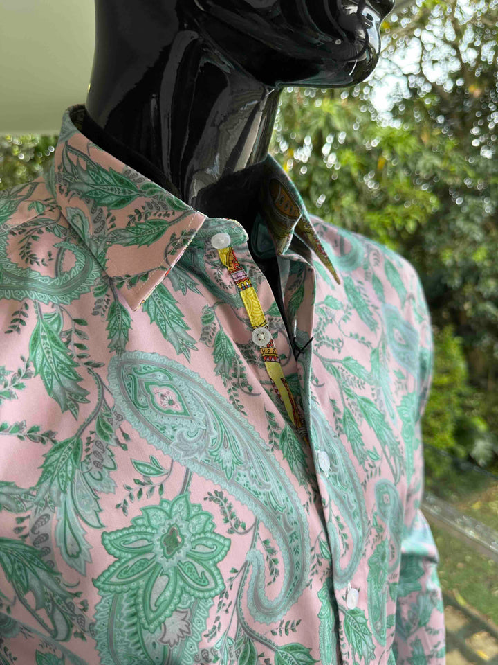 JOHN LENNON Mens Gosport Long Sleeve Paisley Shirt in Mint, MENS SHIRTS, JOHN LENNON, Elwood 101