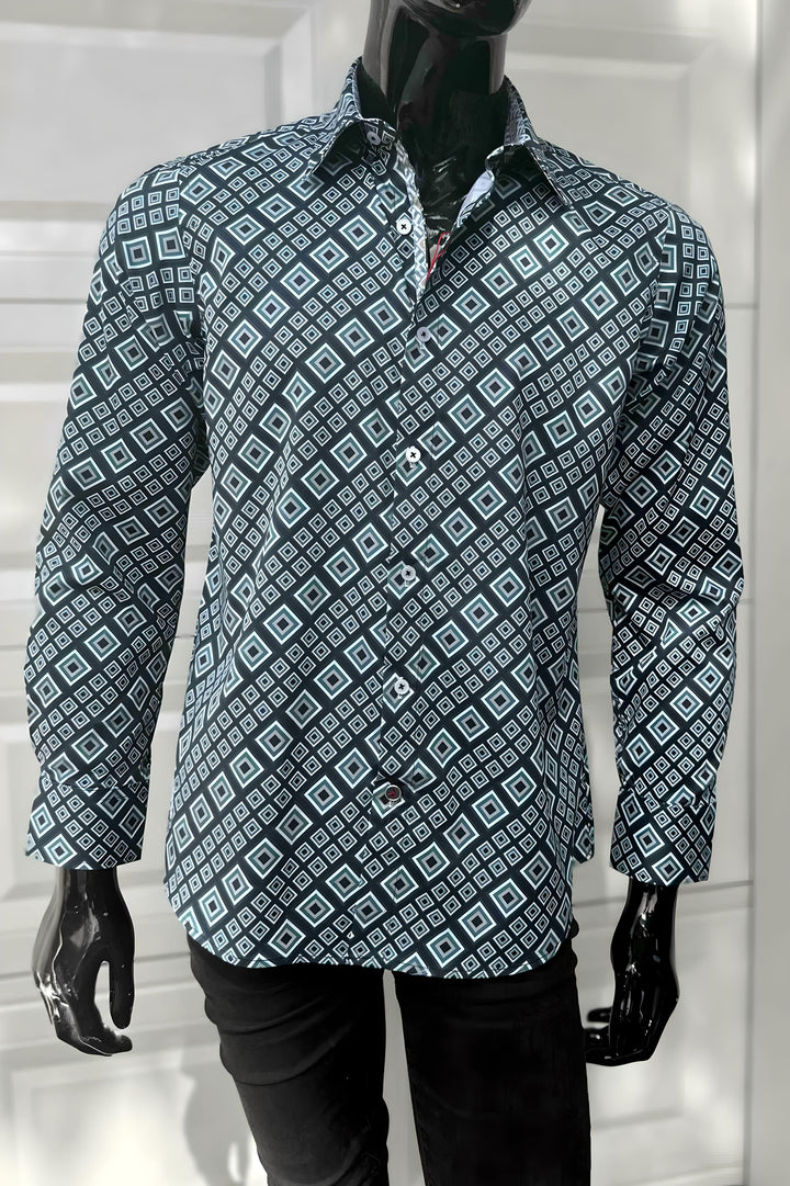 JOHN LENNON Mens Greenfield Long Sleeve Shirt - Sea, MENS SHIRTS, JOHN LENNON, Elwood 101