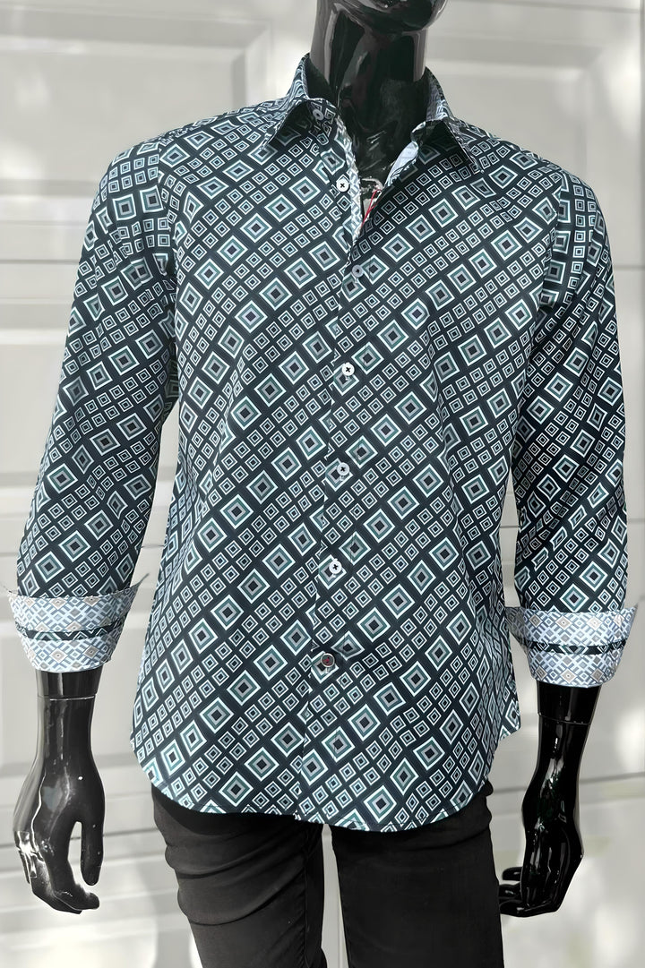 JOHN LENNON Mens Greenfield Long Sleeve Shirt - Sea, MENS SHIRTS, JOHN LENNON, Elwood 101