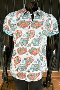 JOHN LENNON Mens Hadley Short Sleeve Paisley Shirt - White, MENS SHIRTS, JOHN LENNON, Elwood 101
